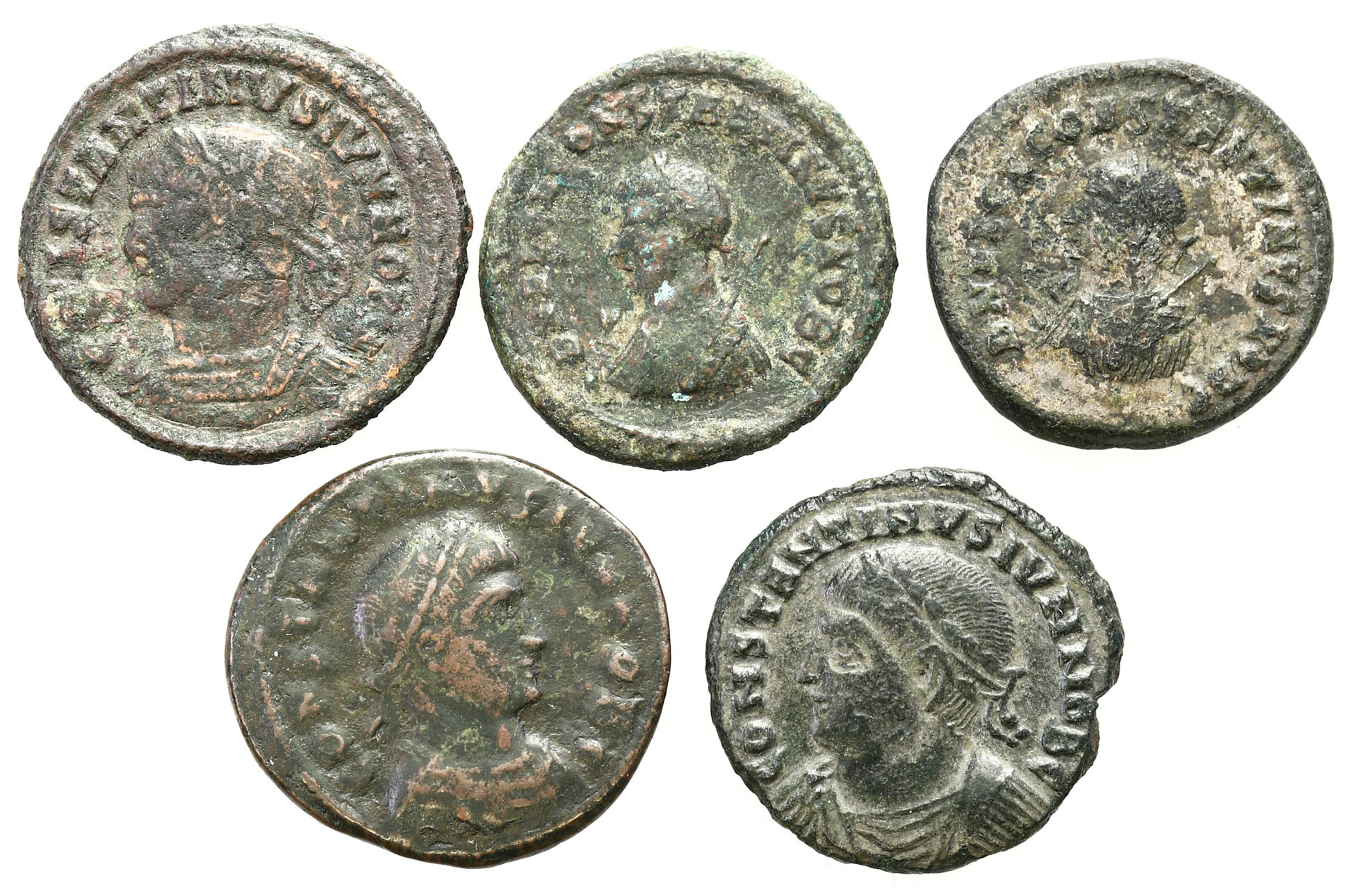 Cesarstwo Rzymskie, Lot 5 sztuk AE3 Konstantyn II 337–340 n.e.